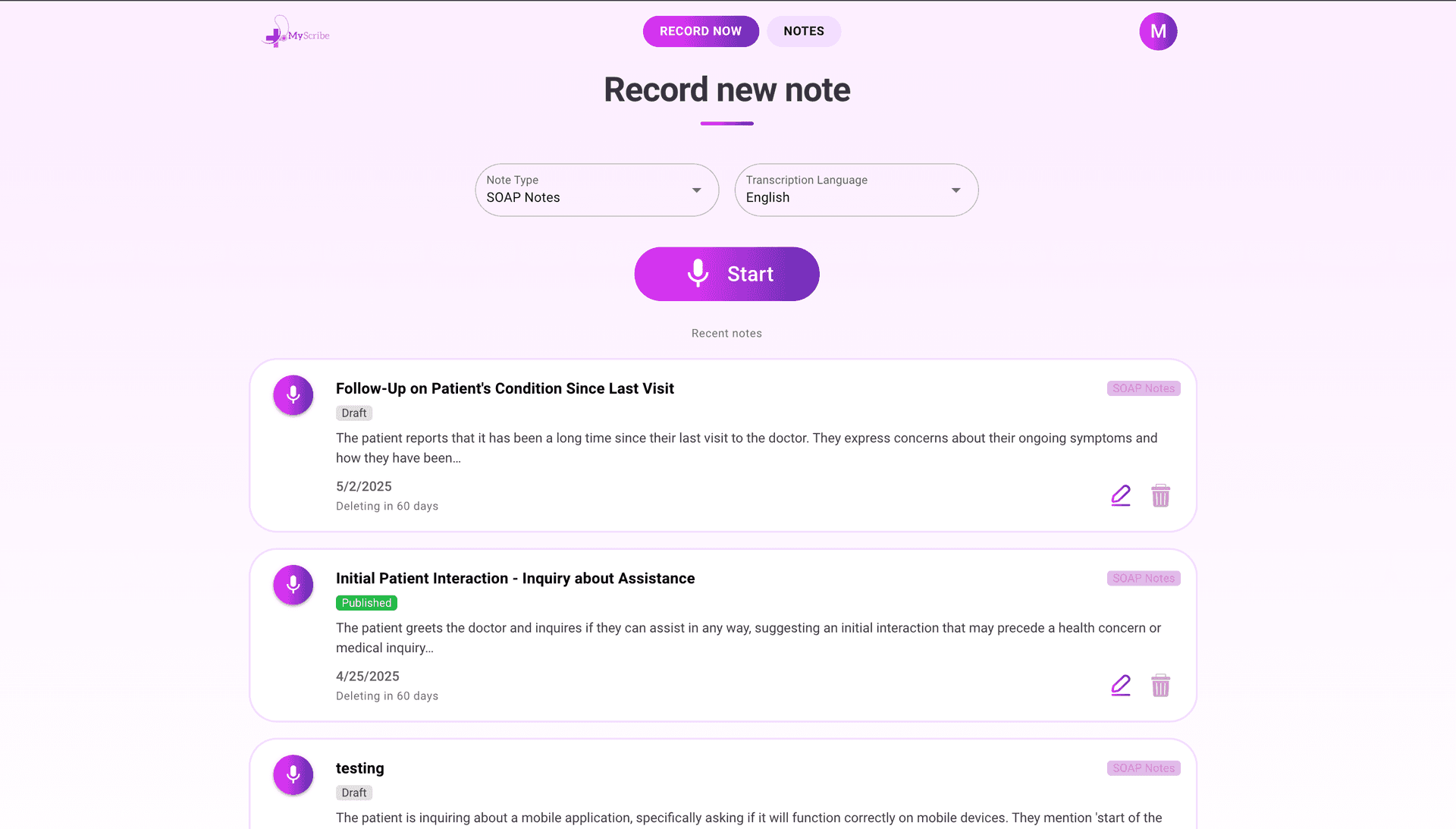 MyScribe Platform screenshot 1